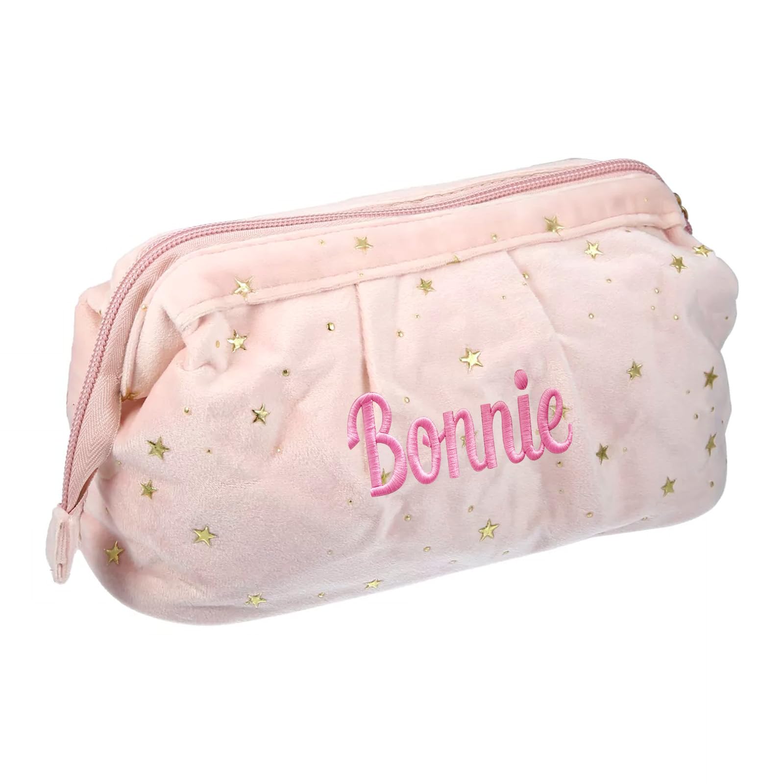 ZGCYSMHT Personalized Makeup Bag with Custom Embroidery - Travel Cosmetic Organizer Pouch for Women, Portable Toiletry Bag with Zipper, Spacious