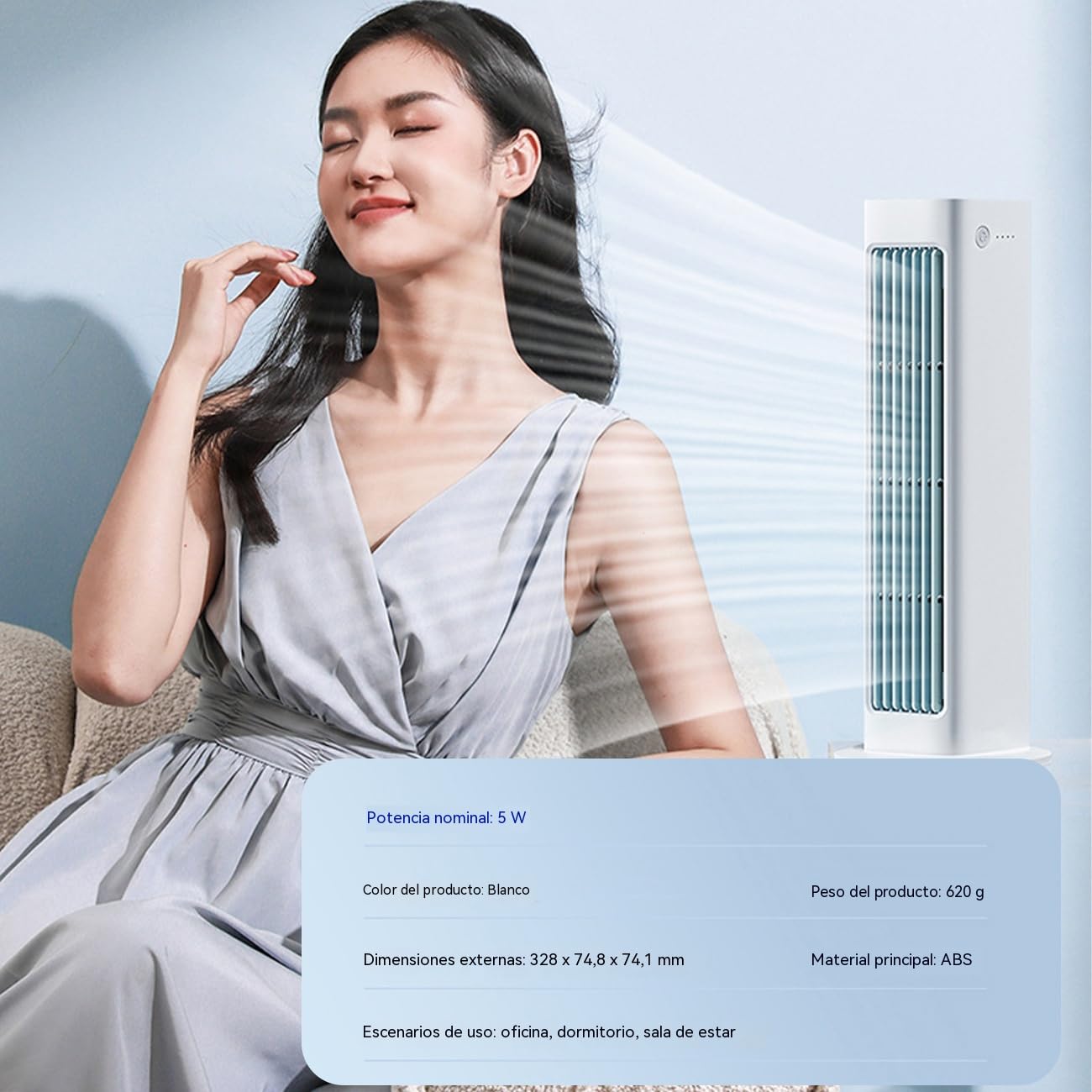 Ventilador sin aspas 2 en 1 vertical y horizontal, oscilación 60°, salida de aire ancha 230 mm, enfriamiento rápido y silencioso, montaje en pared sin perforación, para dormitorio, salón y oficina
