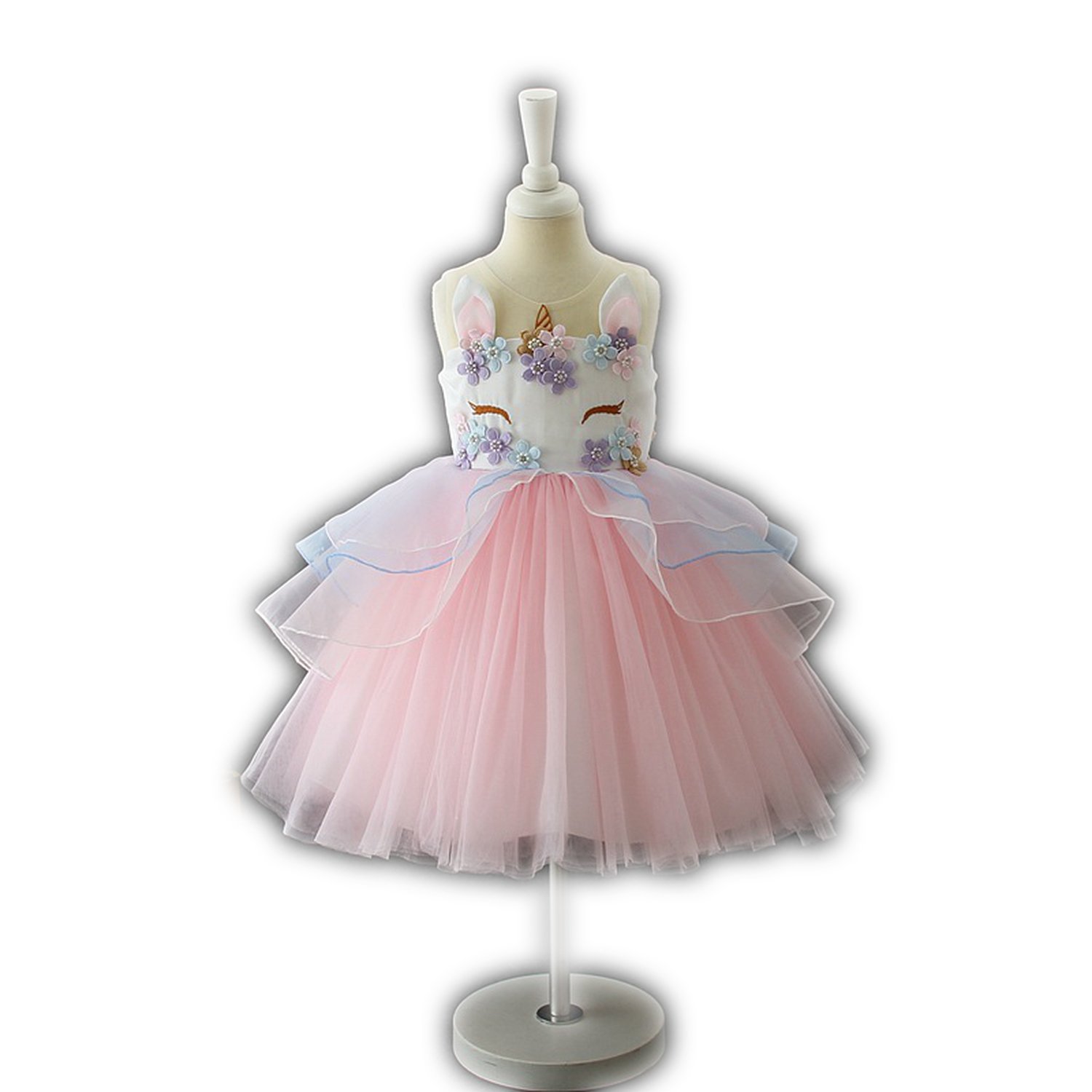 Unicorn Dress For Girls Embroidery Flower Ball Gown Baby Girl