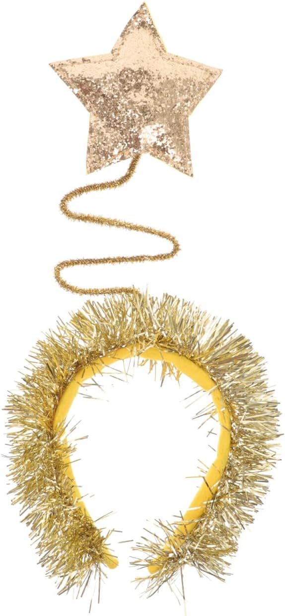Angoily 1pc Kids Hair Accessories Turban Headband Star Hair Hoop Tinsel Headband Kids Headband Star Headpiece Foil Headband Star Headband Martian Antenna Headband Baby Scarf Christmas, Gloden