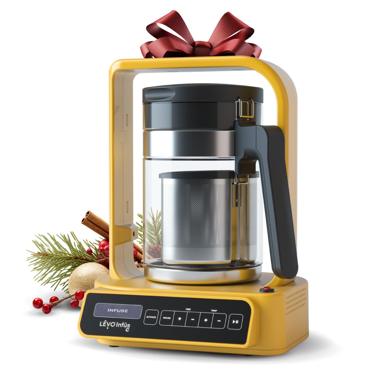 LĒVO C - Herbal Oil and Butter Infusion Machine for Large Batches - Botanical Decarboxylator & Oil Infuser Machine - Mess-Free & Easy to Use - Make Infused Gummies, Brownies, Cookies - Butter Yellow