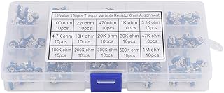 150Pcs Blue White 100ohm-1Mohm Variable Resistors Potentiometer Assorted Kit, Vertical PCB Preset Trimmer Potentiometer