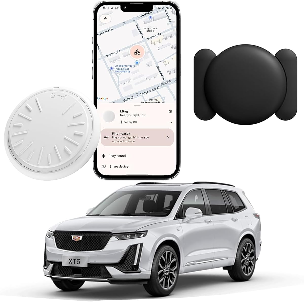 Mini GPS Tracker for Vehicles,Real Time GPS Car Tracker Work with Apple Find My(iOS Only),No Monthly Fee Anti-Theft Car Tracker with Magnetic Case (Black,1PCS)
