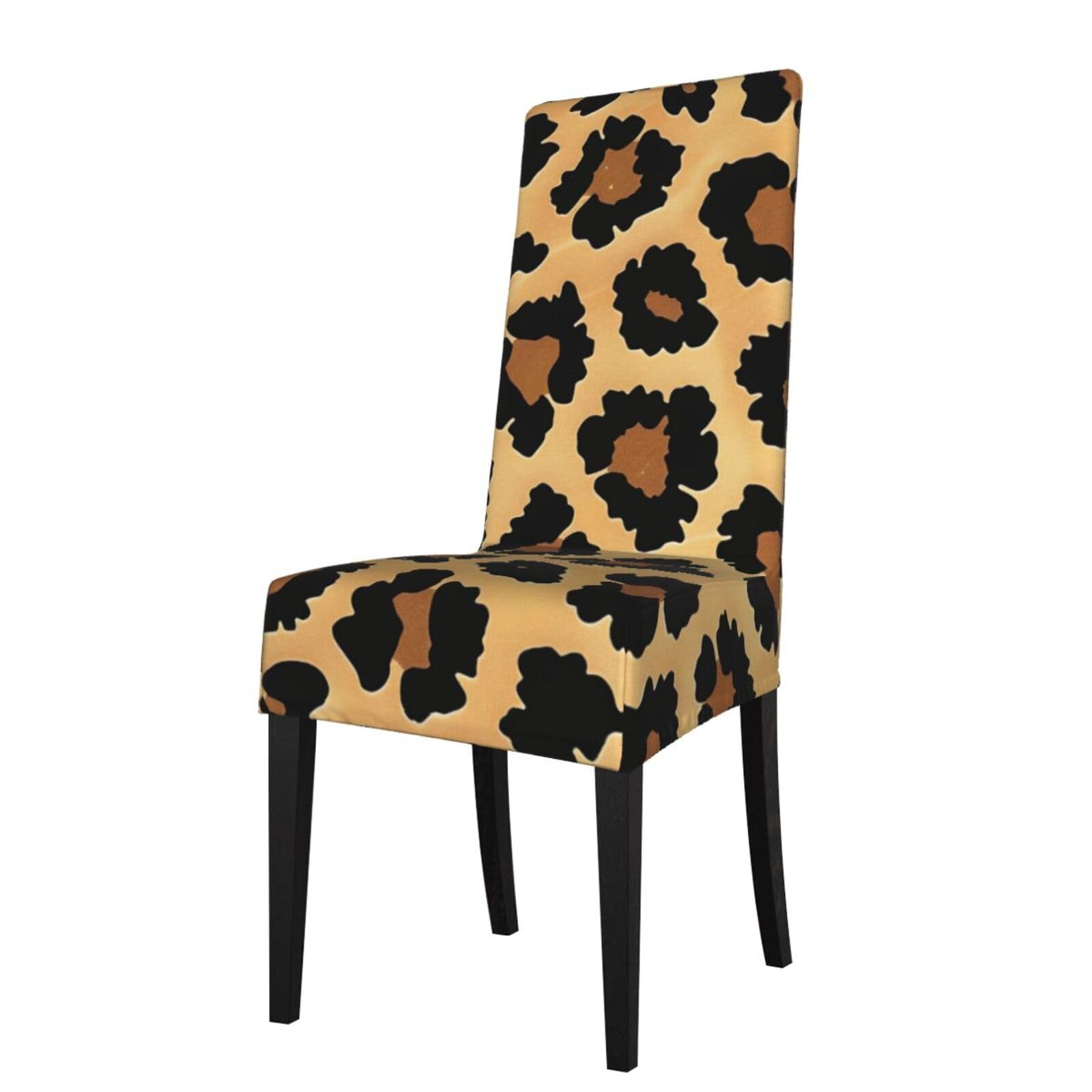 WPKJU Brown Pattern Leopard Print Dining Chair Covers Removable Chair Seat Covers Decorative for Kitchen & Bar Stools