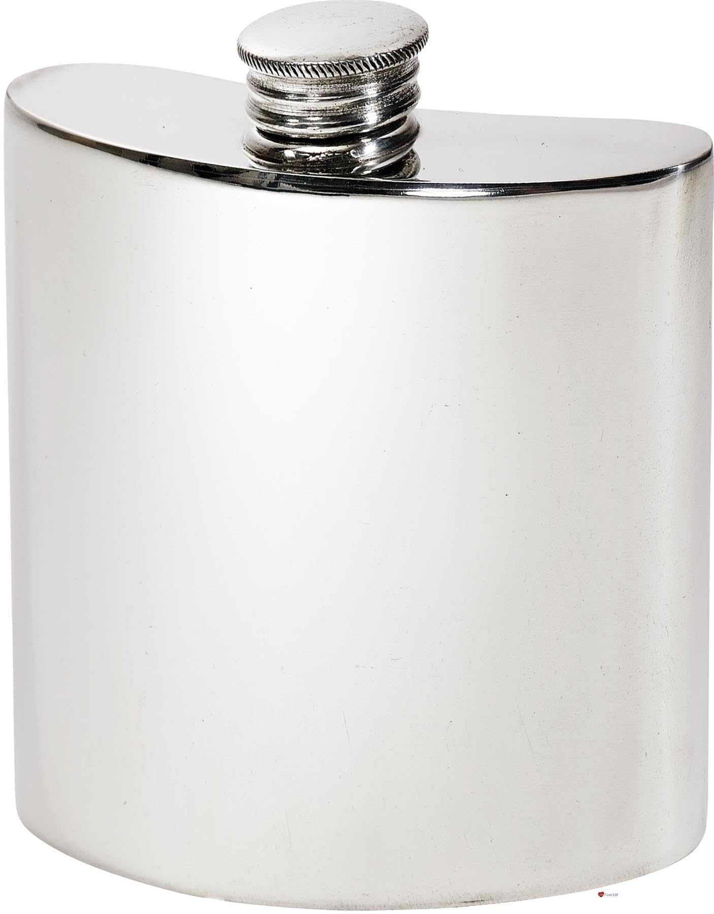 Flasque en étain moyen 4oz I LUV LTD au fini brillant poli miroir