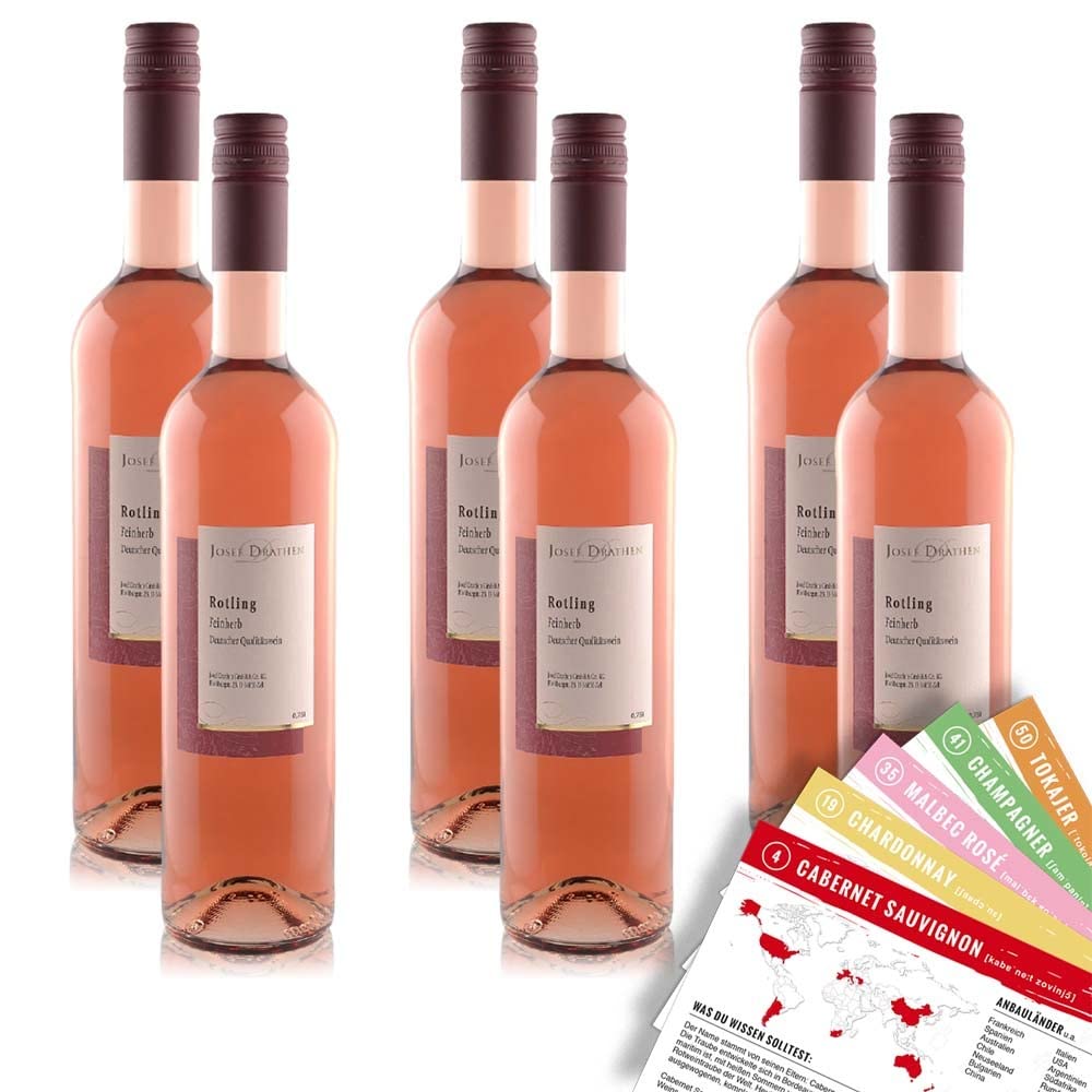 J.Drathen Rotling QbA, feinherb, sortenreines Weinpaket + VINOX Winecards (6x0,75l)