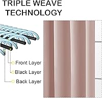 Vista 3 de OVZME Blush Pink Blackout Curtains 2 Panels for Girls Room, Thermal Insulated Room Darkening Curtains for Living Room, Energy Saving Window