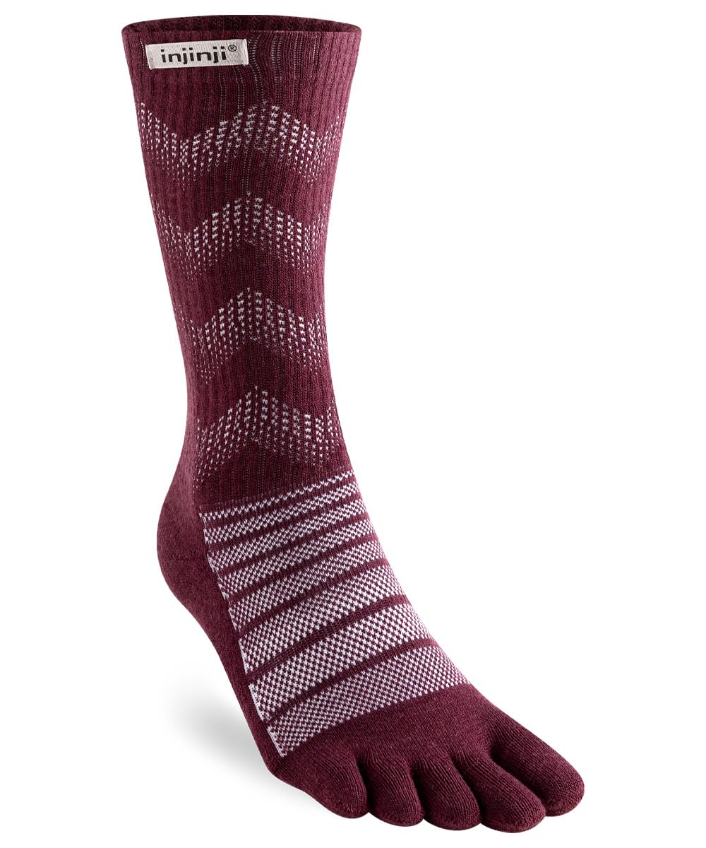 Injinji Unisex Outdoor Midweight Crew Wool Socks, granite, M