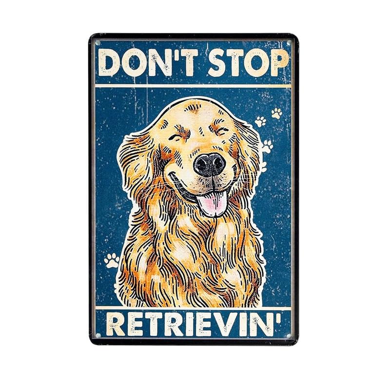 Image of Eazywagon Decorative Retro Metal Signs Wall Plate - 12x8 Inch (Don't Stop Retrievin) | Weatherproof Vintage Metal Sign Plate for Cafe, Home, Bar, Garage | Decorative Wall Hanging Sign Board