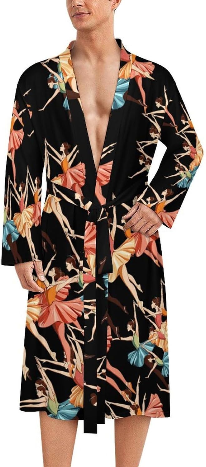 Ballet Women Men's Robe Soft Bathrobe V Neck Loungewear Sleepwear Nightgown Dressing Gown