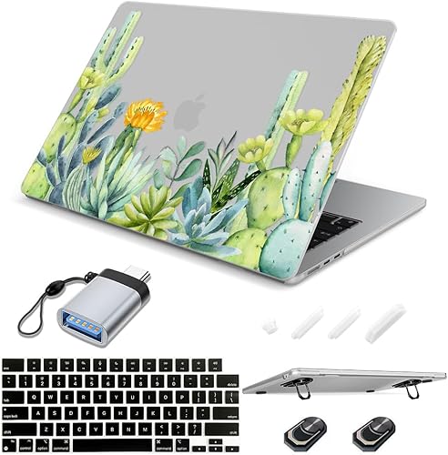SanMuFly Funda para MacBook M2 A2941 Air de 15.3 pulgadas 2023 con Retina y Touch ID, carcasa rígida de plástico + mini soporte portátil + adaptador