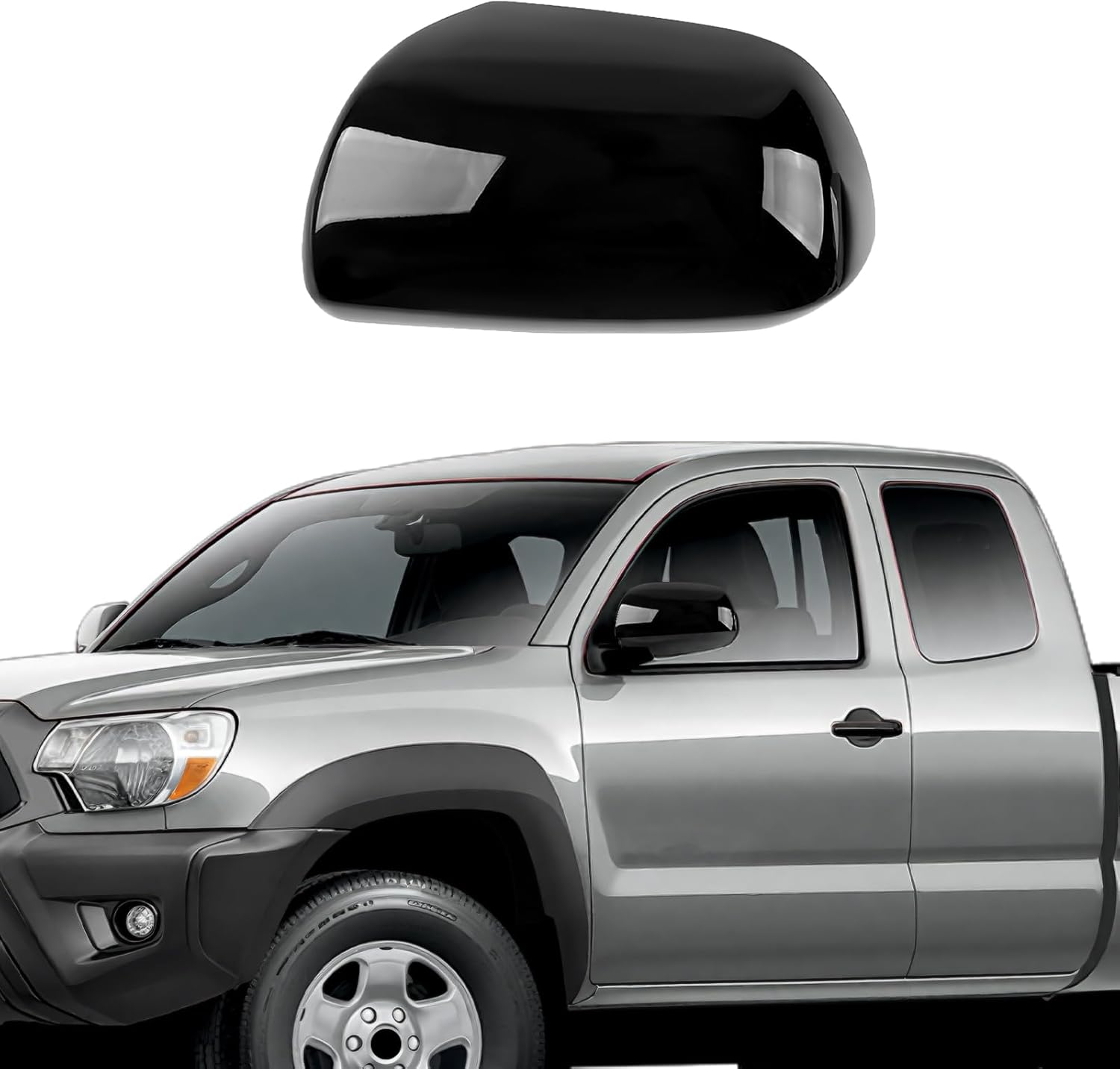 Black Left Driver Side Replacement Mirror Cover Cap Housing for 2011-2015 Toyota Tacoma without Turn Signal Model, Directly Replace Style, Not Sticker