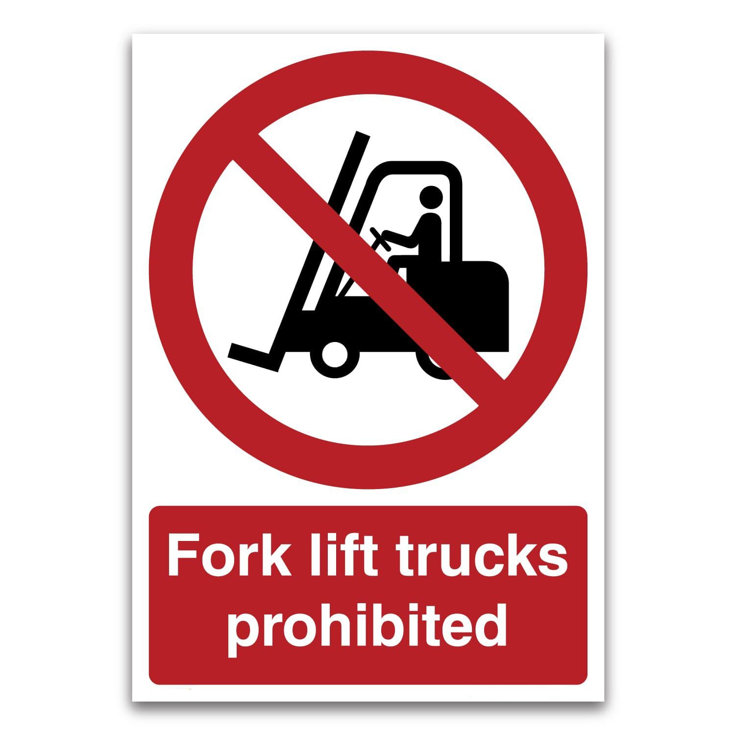 Forklift Trucks Prohibited Traffic Sign, Metal Tin Sign 12x8inch