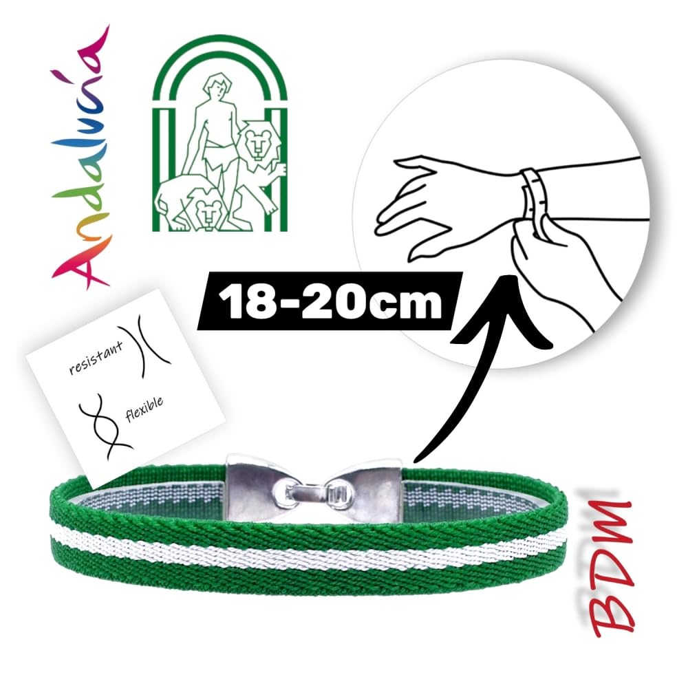 BDM Pulsera y Llavero Bandera Andalucía, Cinta Elástica Andaluza