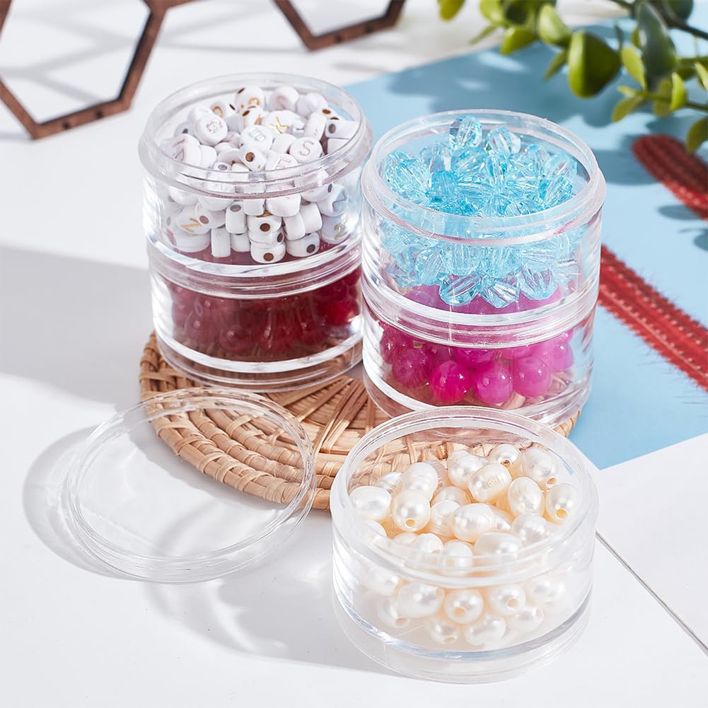 BENECREAT 15G/30ML Stackable Round Plastic Containers 5 Column(5 Layer/Column) Bead Storage Jars Box for Beads, Buttons, Crafts and Small Findings