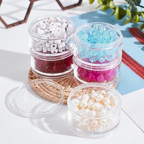 Miniatura 5 de BENECREAT Contenedores redondos apilables de plástico de 15G1.0 fl oz, 5 columnas (5 capascolumna), caja de tarros de almacenamiento para cuentas,