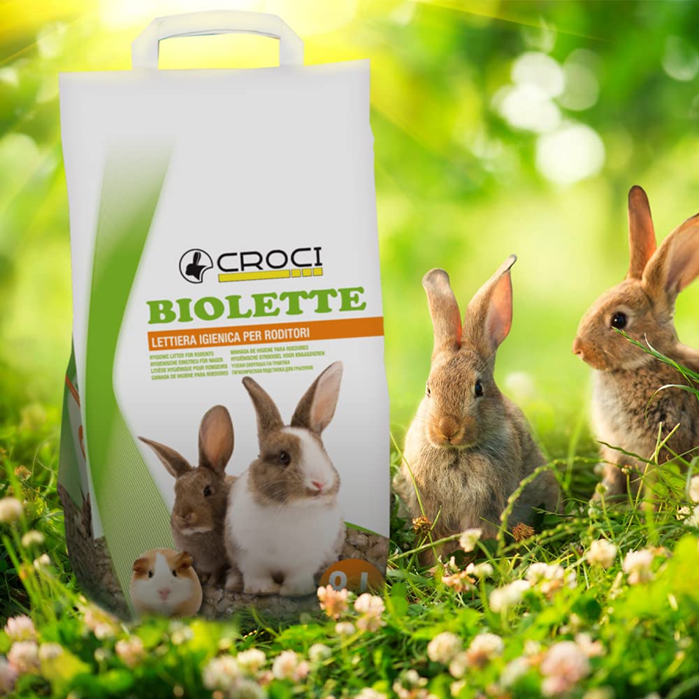 Croci Biolette - Lettiera ecologica 8 litri, lettiera pellet, naturale e biologica, per conigli roditori uccelli e piccoli mammiferi, antiodore