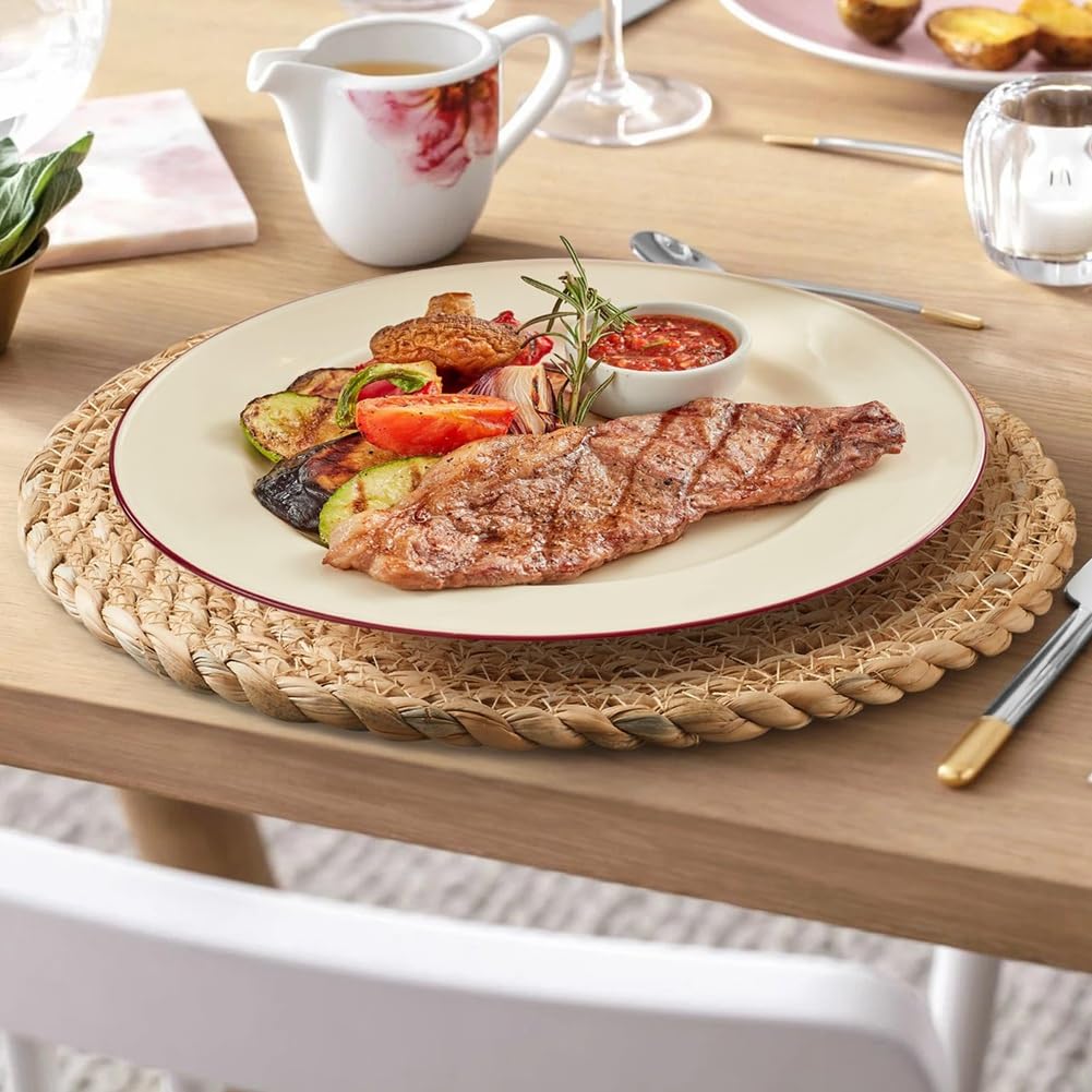 Lot de 10 sets de table ronds tissés à la main - 12 sets de table en rotin bohème - Pour table à manger, maison, mariage