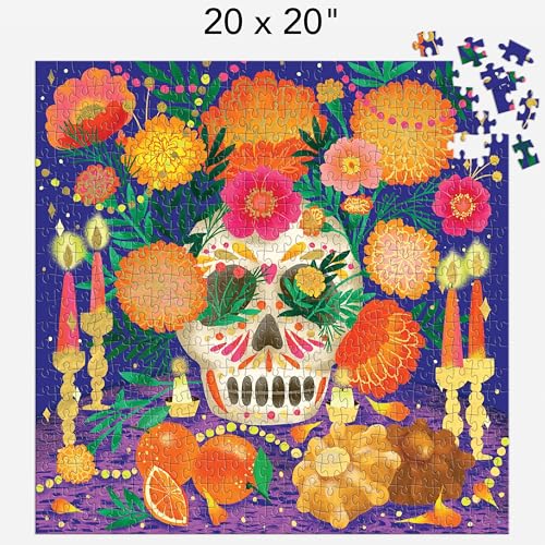 Rompecabezas Galison Ofrenda del Día de Muertos, 500 piezas con acabado metalizado para adultos, ilustrado por Marisol Ortega, tamaño final 20" x 20" miniatura 5