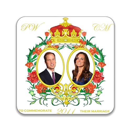 Gift Insanity Prince William And Kate Middleton Royal Wedding 2011 Crest 55mm x 55mm SQUARE MAGNET, White