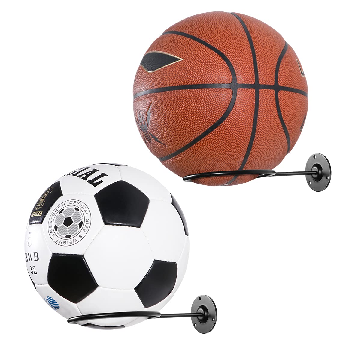 BESPORTBLE Basketball Holder - Ball Storage Rack:Ball Stand - Football Wall Mount:Ball Holder - Football Display Stand:2PCS Wall-Mounted Ball Holders Display Racks for Basketball Soccer Football