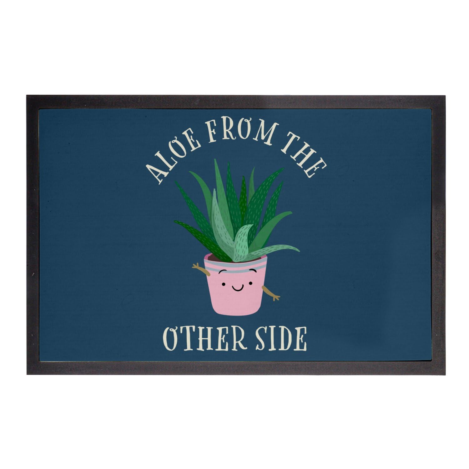 Paillasson bleu extérieur ou intérieur tapis d'entrée imprimé plantes aloe vera