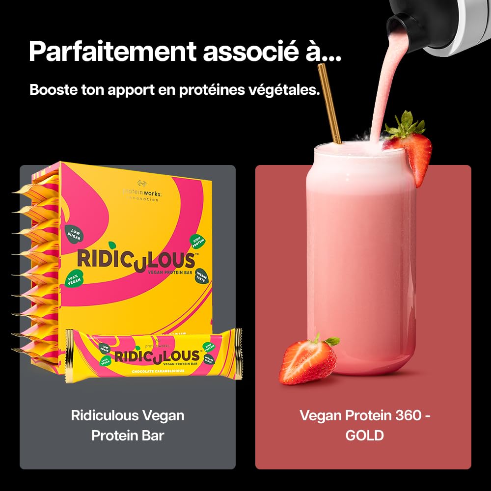 Protein Works | Vegan Protein 360 – GOLD Innovation, Protéine Végane, Mélange Multi-Protéines Premium 100% Végétal, Shake Faible en Gras & Calories, Fraises à la Crème, 66 Portions, 2 kg