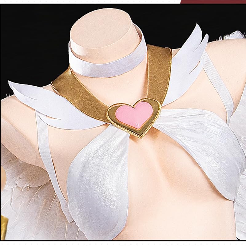 Angel Cosplay Women Anime Costumes White Top Skirt Outfit with Heart Accessories for Halloween Party image 4