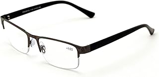 Metal Rectangular Progressive Clear Lens No Line Reading Glasses Tri-Focal Reader (Gunmetal, 2.75)