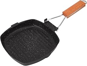 HERCHR Grillpfanne 20x20cm, Grillpfann Induktion Gewellt, Steakpfanne Induktion Aus Gusseisen, Induktionsgeeignet Pfanne, Steak Bratpfanne Bacon Backen Werkzeug Für Fleisch Fisch Und Gemüse