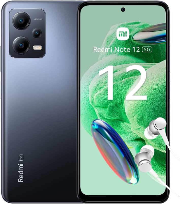 Xiaomi Redmi Note 12 5G Smartphone, 4+128GB, 6.67 Inch FHD+ AMOLED DotDisplay, 5,000 mAh, 48MP Camera, 33W Fast Charging, Dual SIM, Onyx Grey (UK Version 2 Year Warranty)