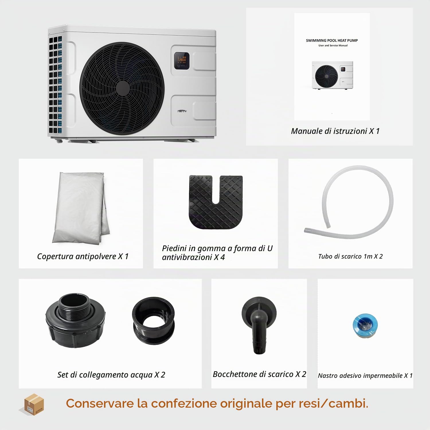 INVERBOOST Elite Pompa di Calore per Piscina Inverter 12,5 kW, per Piscine Fuori Terra Fino A 60 m³, Cop 16, Funzionamento Silenzioso, WiFi E Controllo Vocale