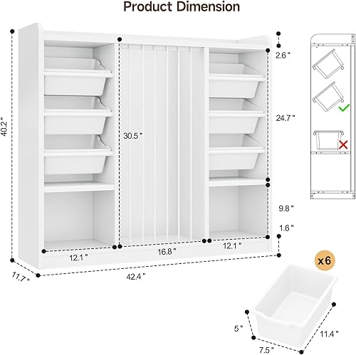 Miniatura 3 de ONBRILL Organizador de almacenamiento de juguetes con 6 contenedores de plástico extraíbles, almacenamiento de animales de peluche para niños