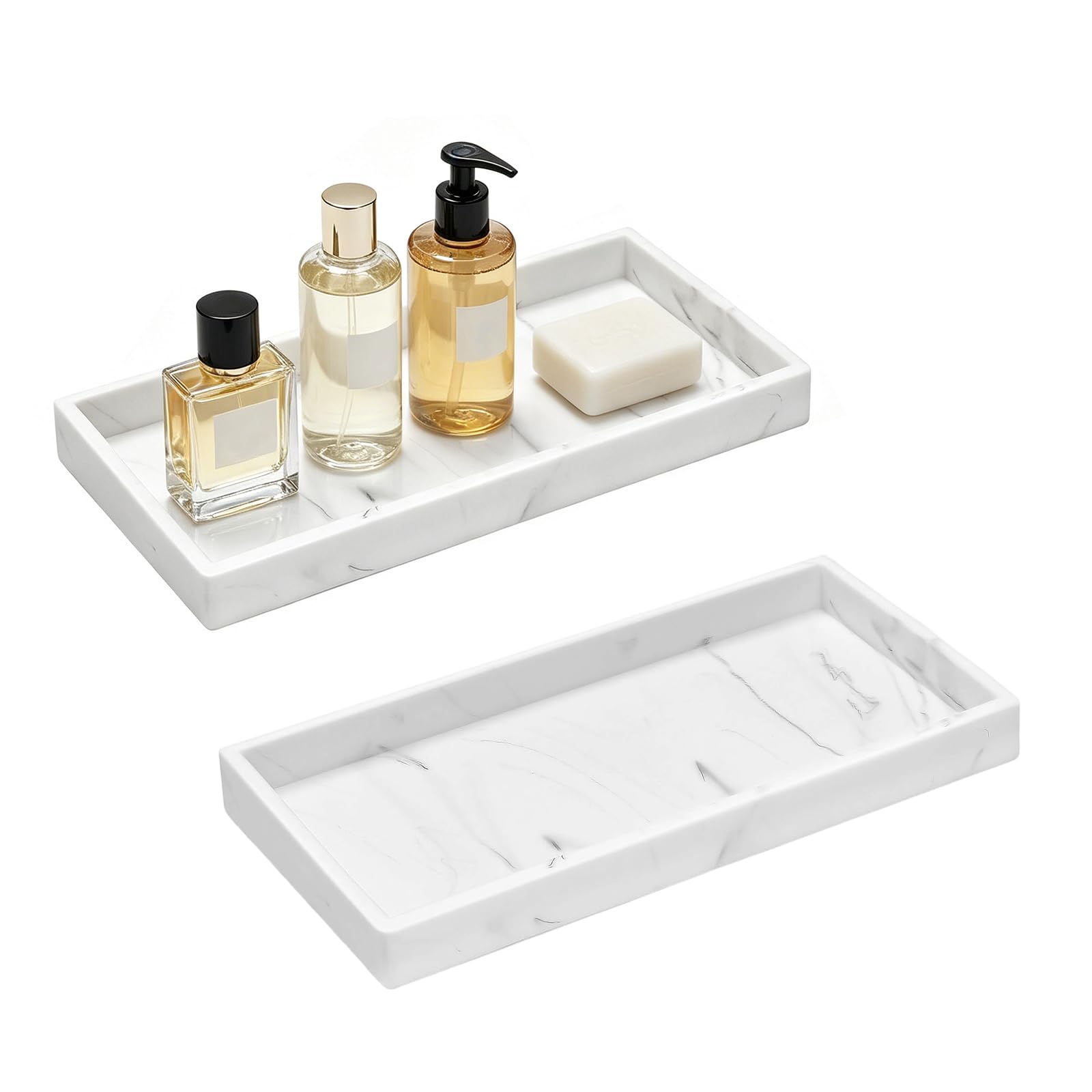 2 PCS Silicone Decorative Tray, Silicone Marble Tray (Rectangle)