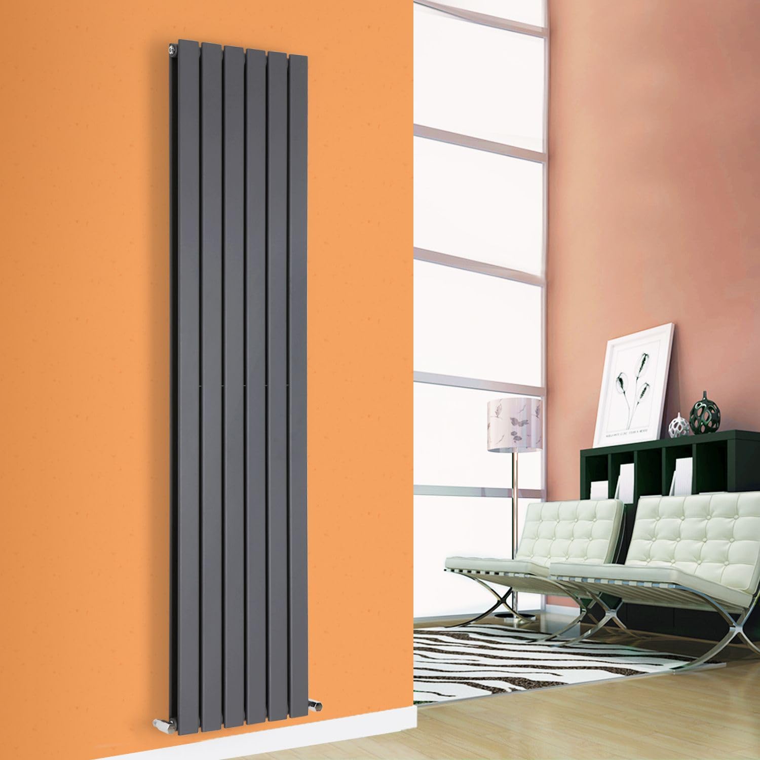 Designer Flat Panel Radiator Horizontal Vertical Modern Central Heating Rads (Double - 1600 x 380mm, Anthracite)