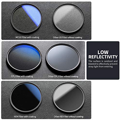 K&F Concept 58Mm Uv/Cpl/Nd Lens Filter Kit (3 Pieces)-18 Multi-Layer Coatings, Uv Filter + Polarizer Filter + Neutral Density Filter (Nd4) + Cleaning Cloth+ Filter Pouch For Camera Lens (K-Series) #TOP2