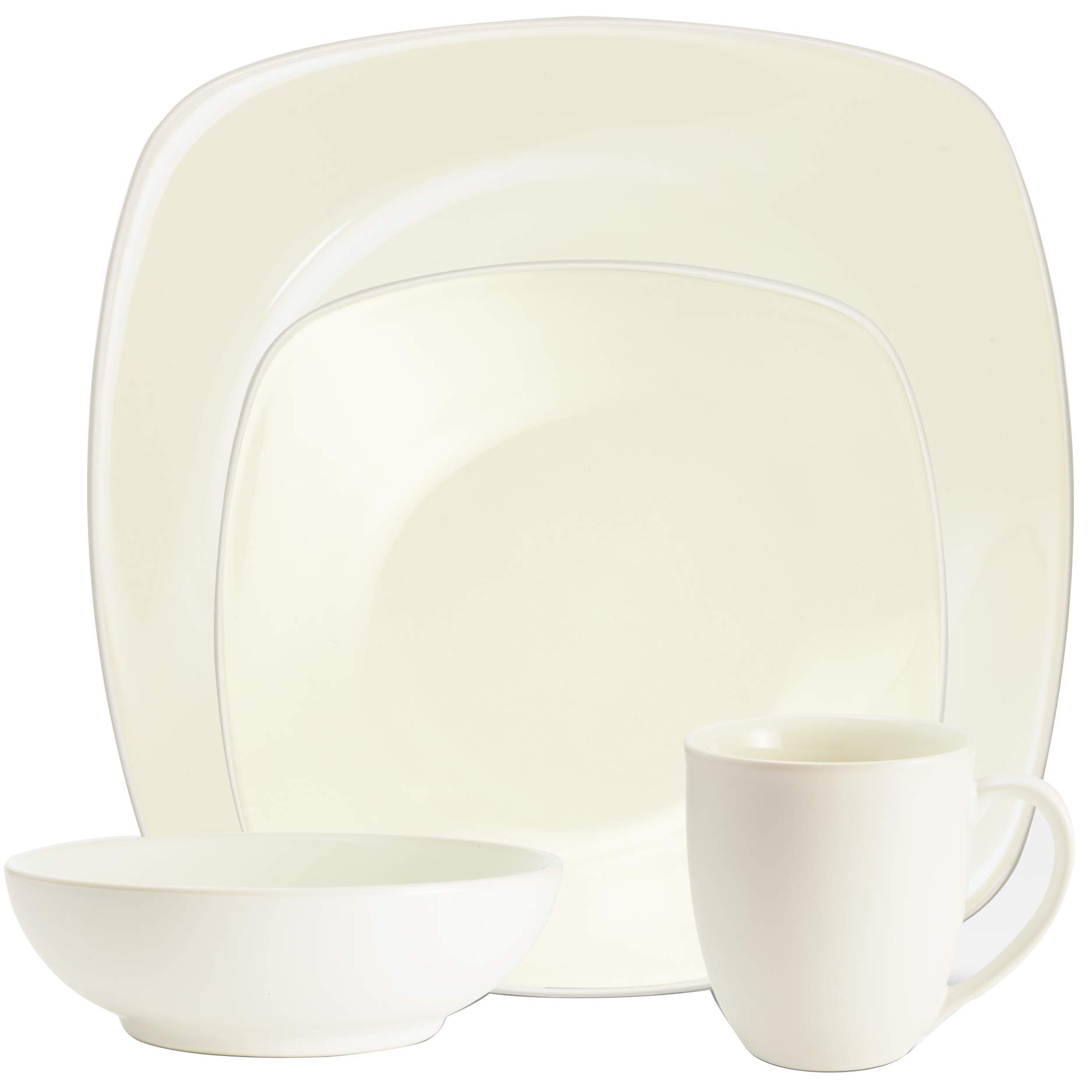 NoritakeColorwave White 4-Piece Square Place Setting, Service for 1
