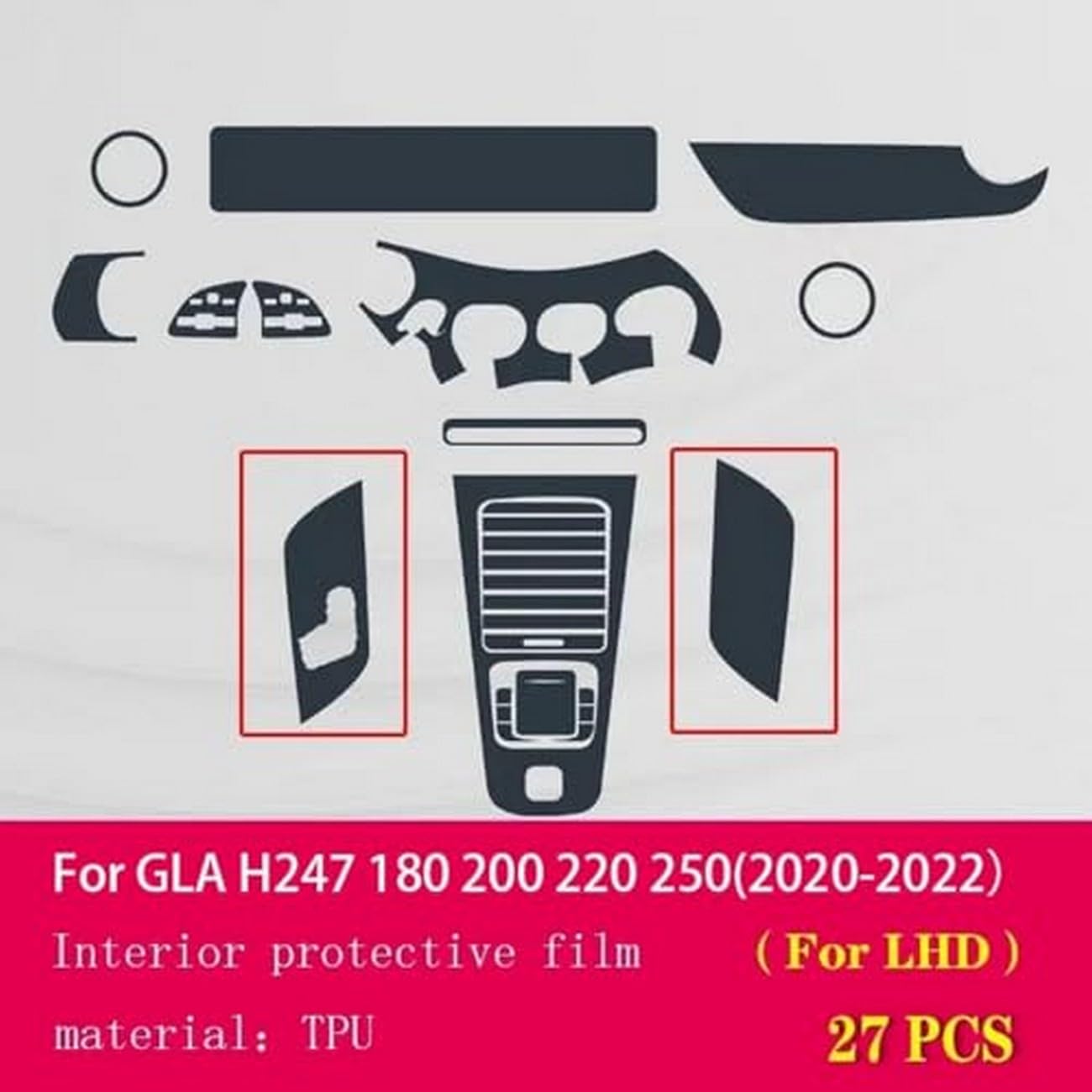 Panel skrzyni biegów wnętrza samochodu folia ochronna TPU ekran przeciw zadrapaniom naprawa PPF, do Mercedes Benz GLA H247 2020-2024