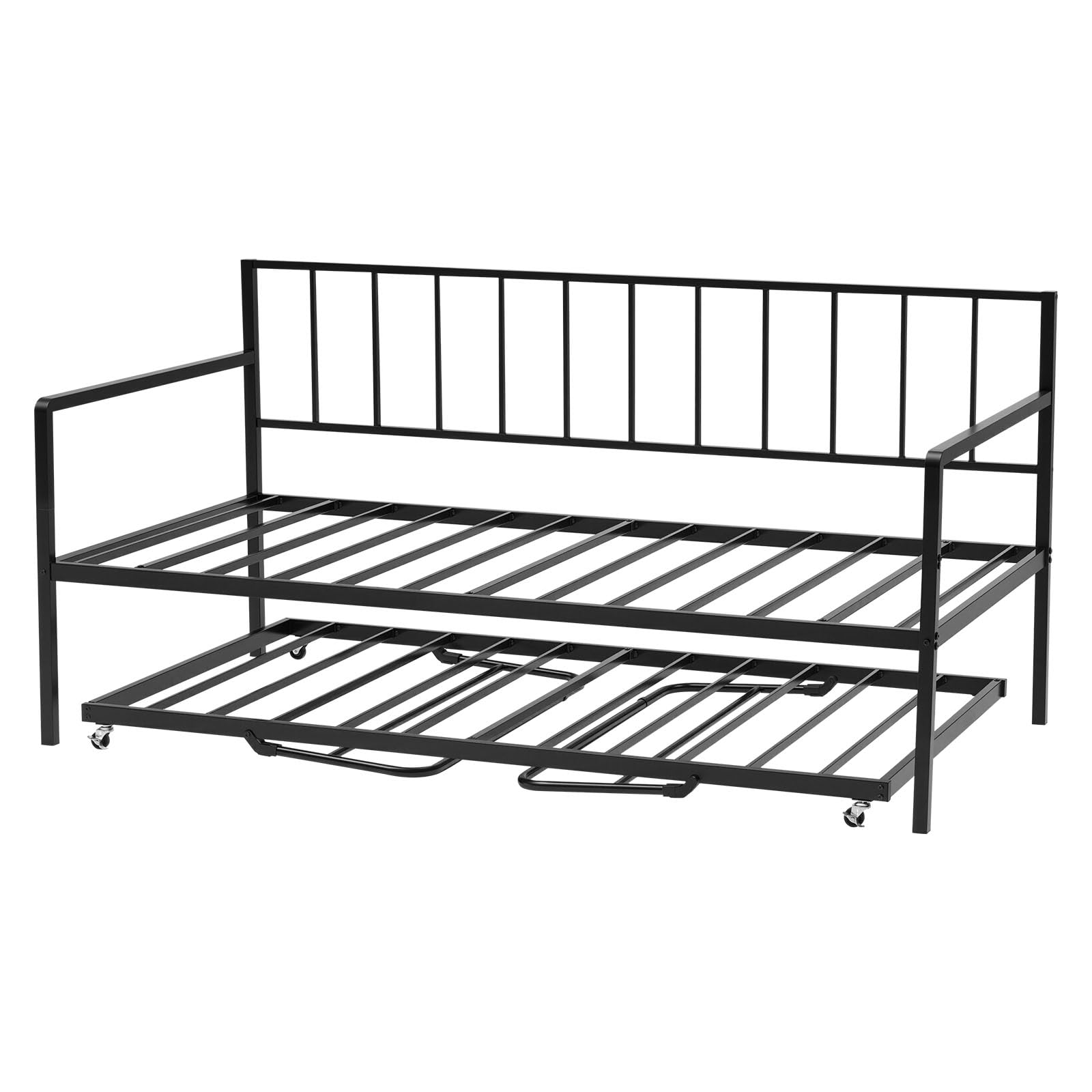 VEVOR Estructura de Sofá Cama de Metal 196x98x96,5 cm Marco de Cama de Día con Estación de Carga LED Carga de 181,44 kg para Apartamento, Sala de Estar, Dormitorio, Habitación de Invitados, Negro