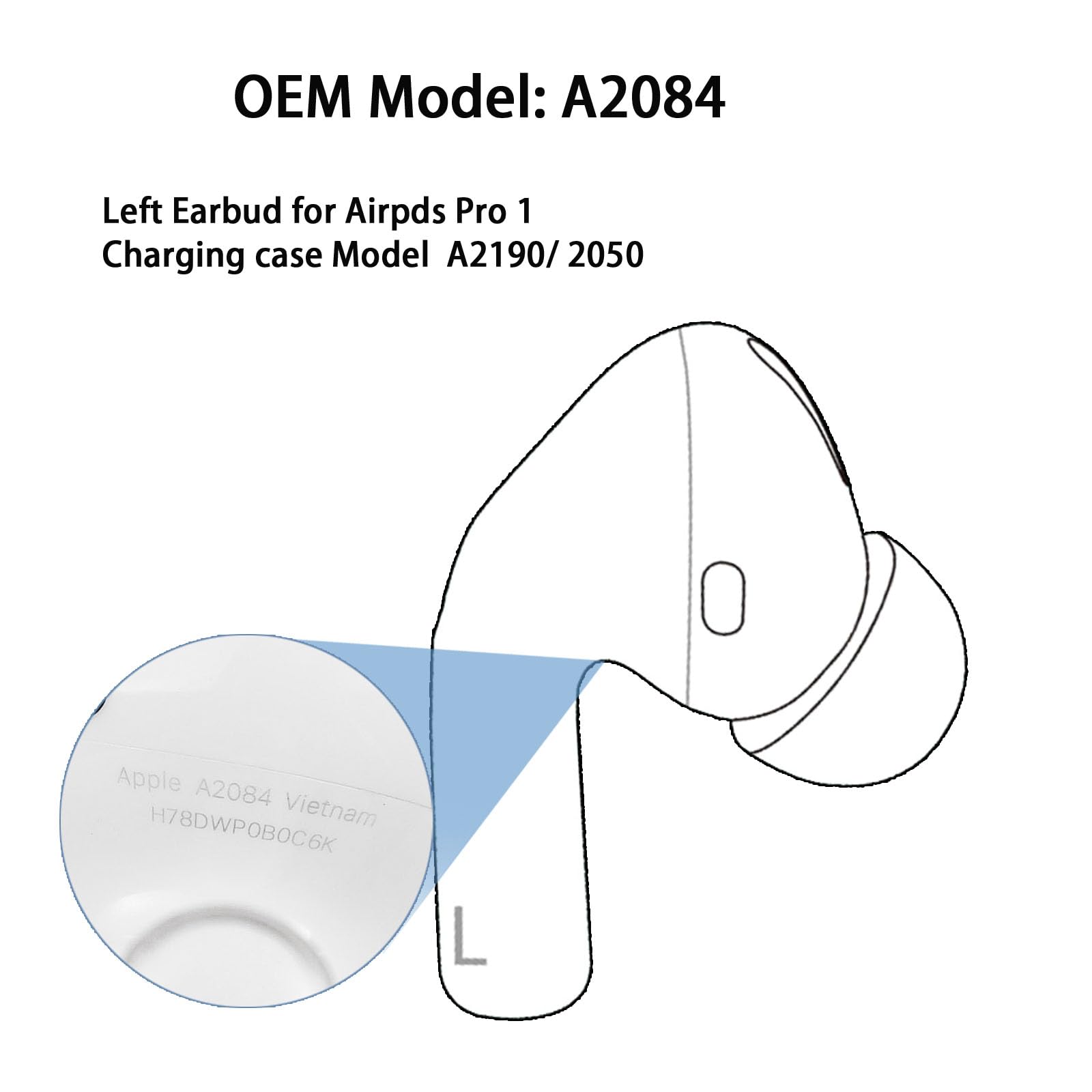 Fone de ouvido de substituição A2084 para Apple Airpods Pro 1ª