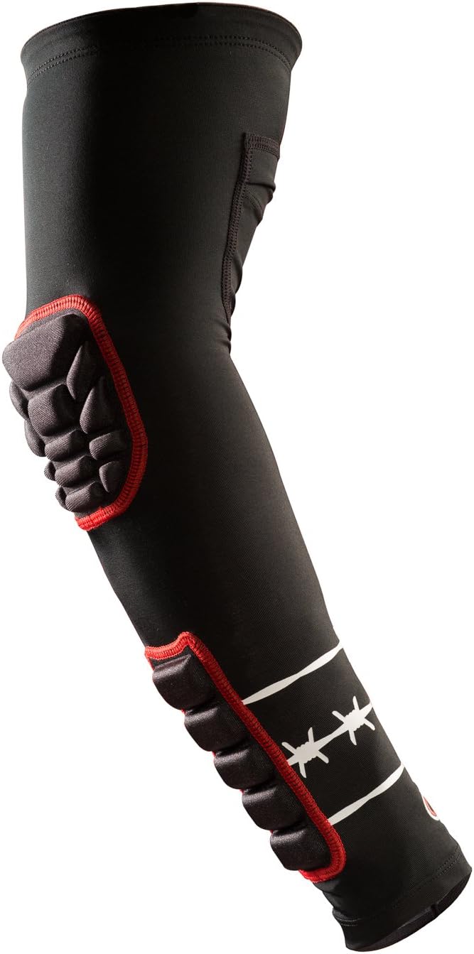 Padded Arm Compression Sleeves (1 Pair) Black & Red: Obstacle Gear for Obstacle Race, Mudrun, Obstacle Racing, Trail Running and More