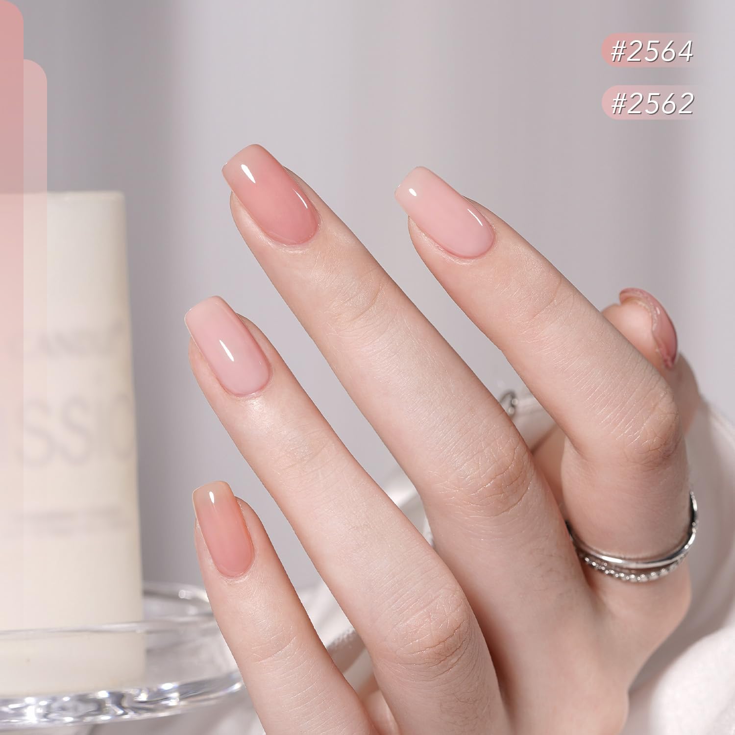 GAOY 42 Pcs Gel Nail Polish Kit, Pastel Jelly Pink Green Shimmer Colors All Seasons Gel Nail Polish Set with Glossy & Matte Top Coat and Base Coat for DIY Manicure at Home