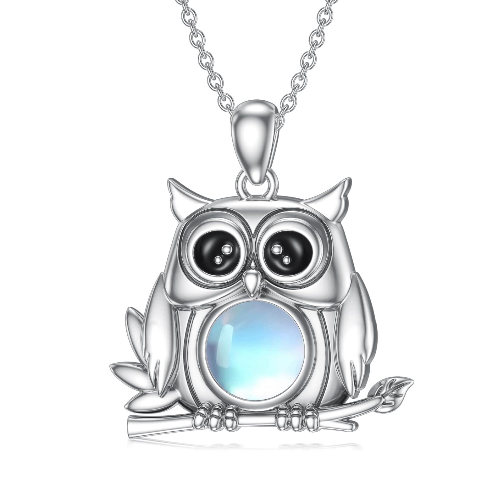 YFN Collana Gufo In Argento 925 Con Cristalli Pietra Di Luna – Gioiello Animale Per Donne E Ragazze, Regalo Con Scatola