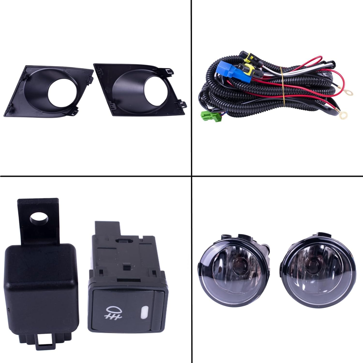 Pair Of Fog Lights Lamps Kit Compatible With Nissan Versa (S SL 2007-2011 & 1.6 2009-2011 & 1.8 S SL Hatchback 2012) With Cover + Switch + Wiring ‎Replaces NI1039112 NI1038112 261508998B