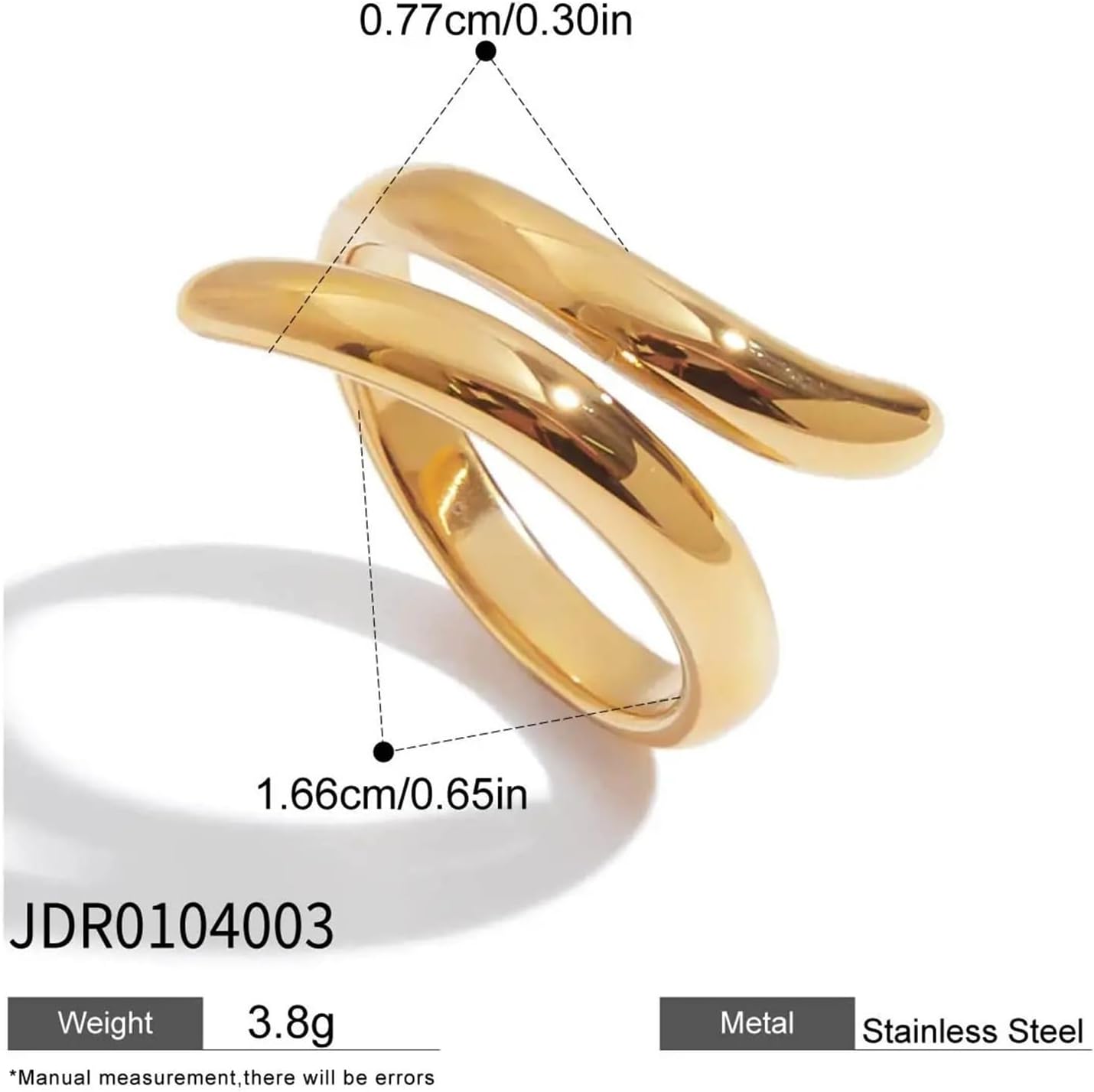 Metal Ring Stainless Steel Finger Jewelry Adjustable Metal Open Ring 1Pcs