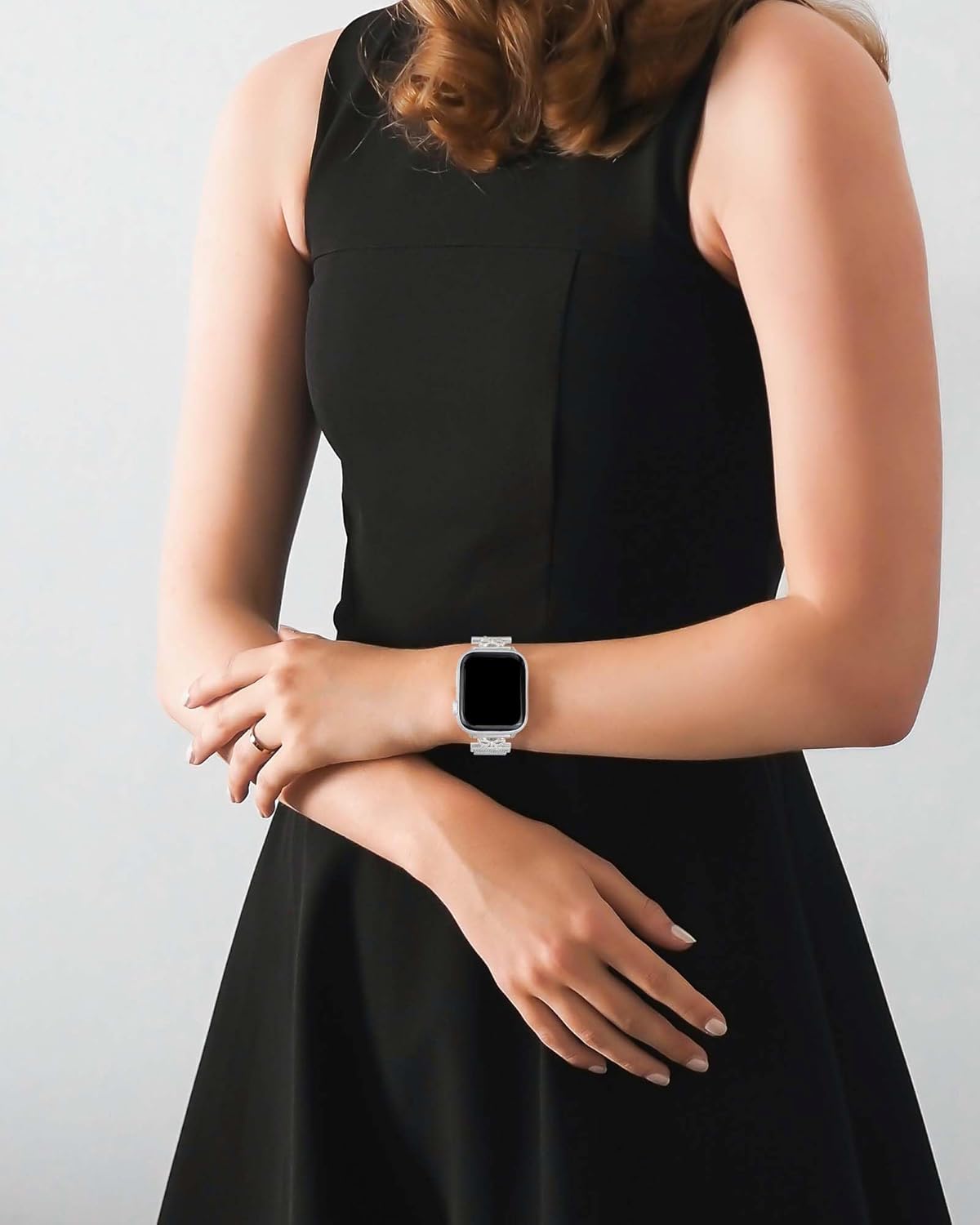 Metal Band Compatible with Apple Watch Bands for Women 38/40/41/42/44/45/46/49mm, Bow-shaped with Diamond Stainless Steel Mesh Strap Magnetic Clasp for iWatch Series 10 9 8 7 6 5 4 3 2 1 SE - Image 6