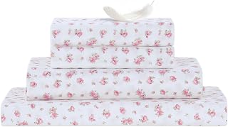 Modern Threads Queen Microfiber Sheet Set Roses on Ivory - Silky Soft, Wrinkle Free, Deep 14" Pocket Floral Bed Sheets