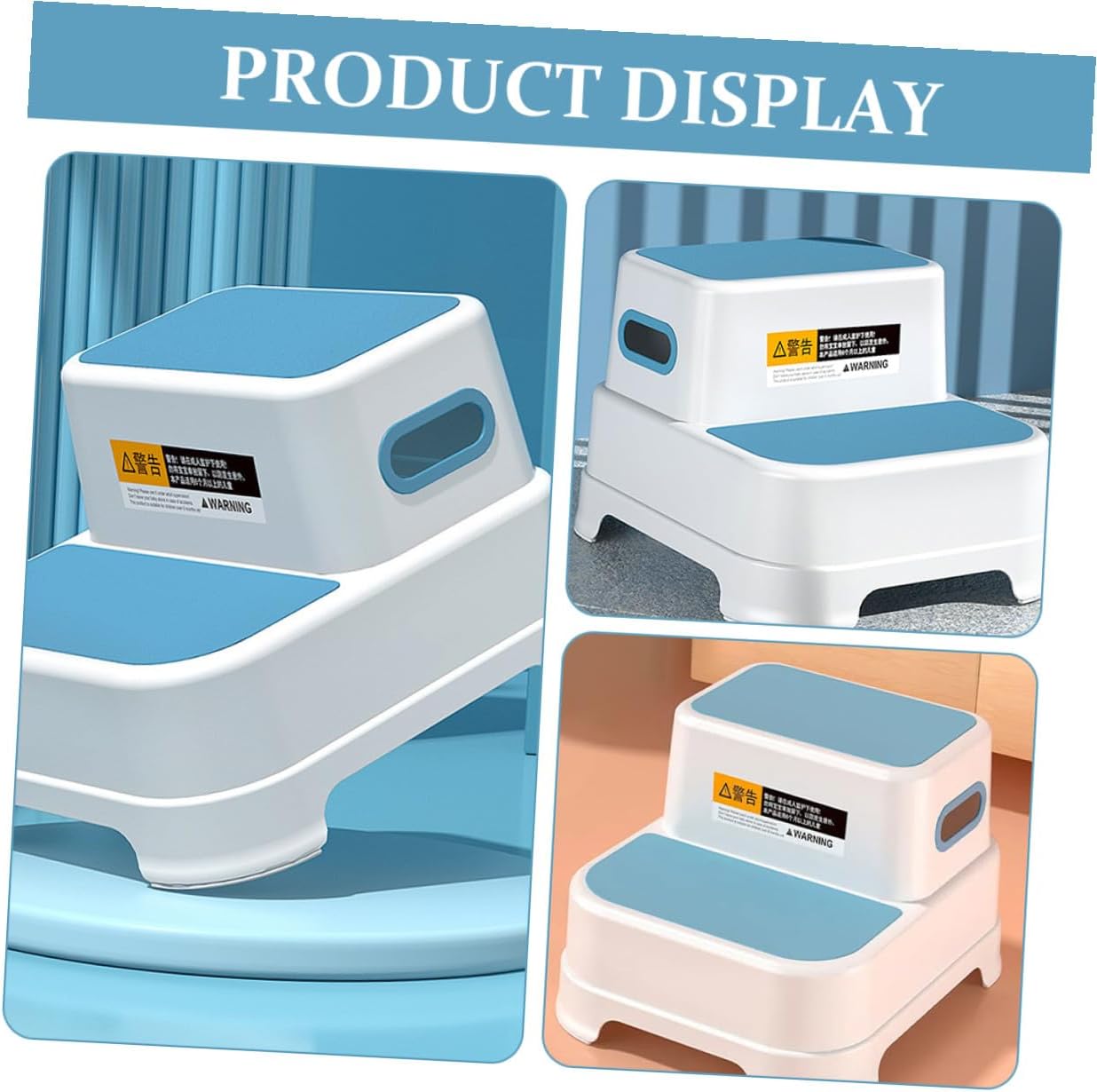 Non-Slip Step Stool for Bathroom and Playroom Peacock Blue Foot Stool with Anti-Skid Surface Lightweight for Washing Hands and Toilet Training