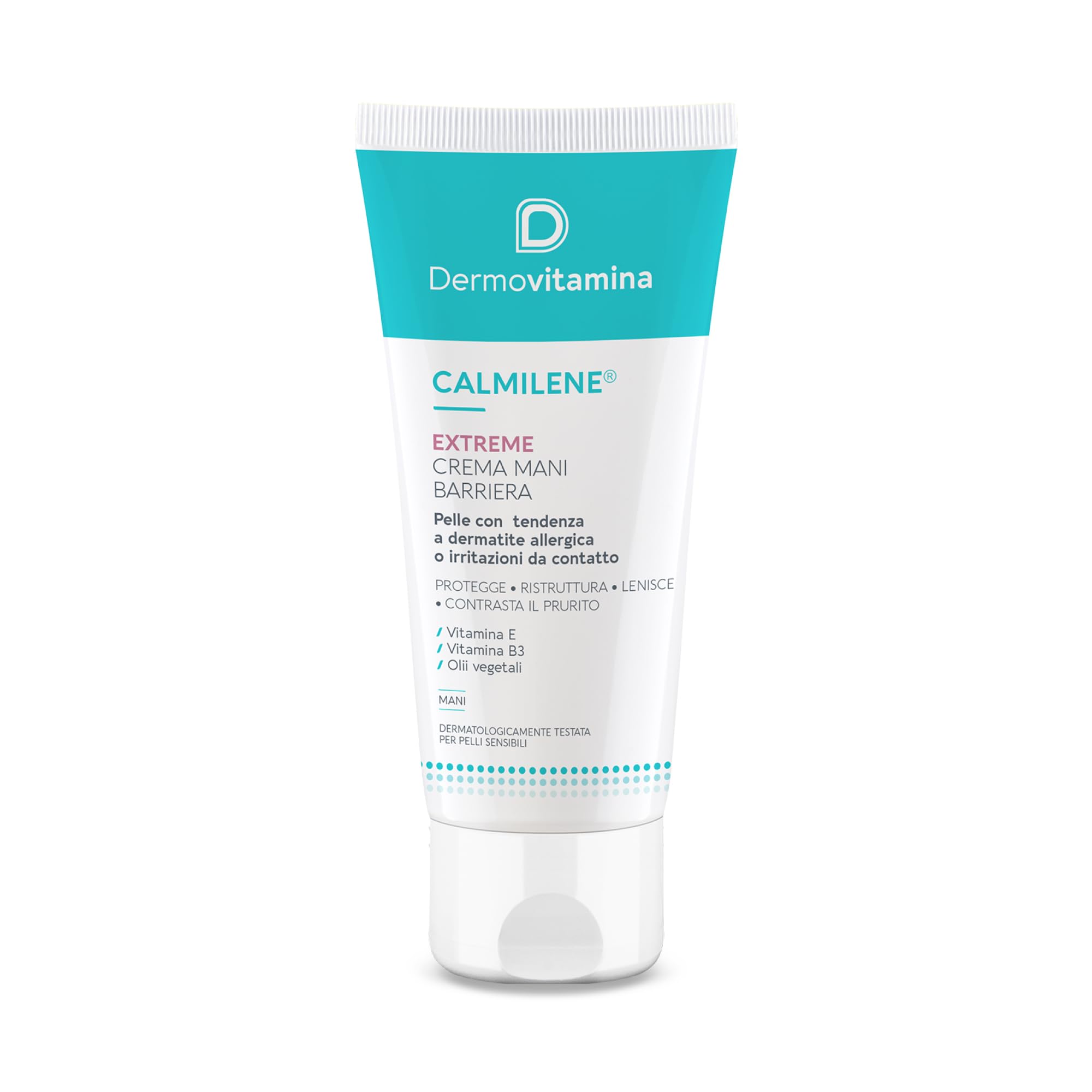 Dermovitamina Calmilene Extreme Crema Mani Barriera - Protezione per Pelle Sensibile e Irritata - Crema Mani Riparatrice - Con Vitamina E, Vitamina B3 e Oli Vegetali - 75ml
