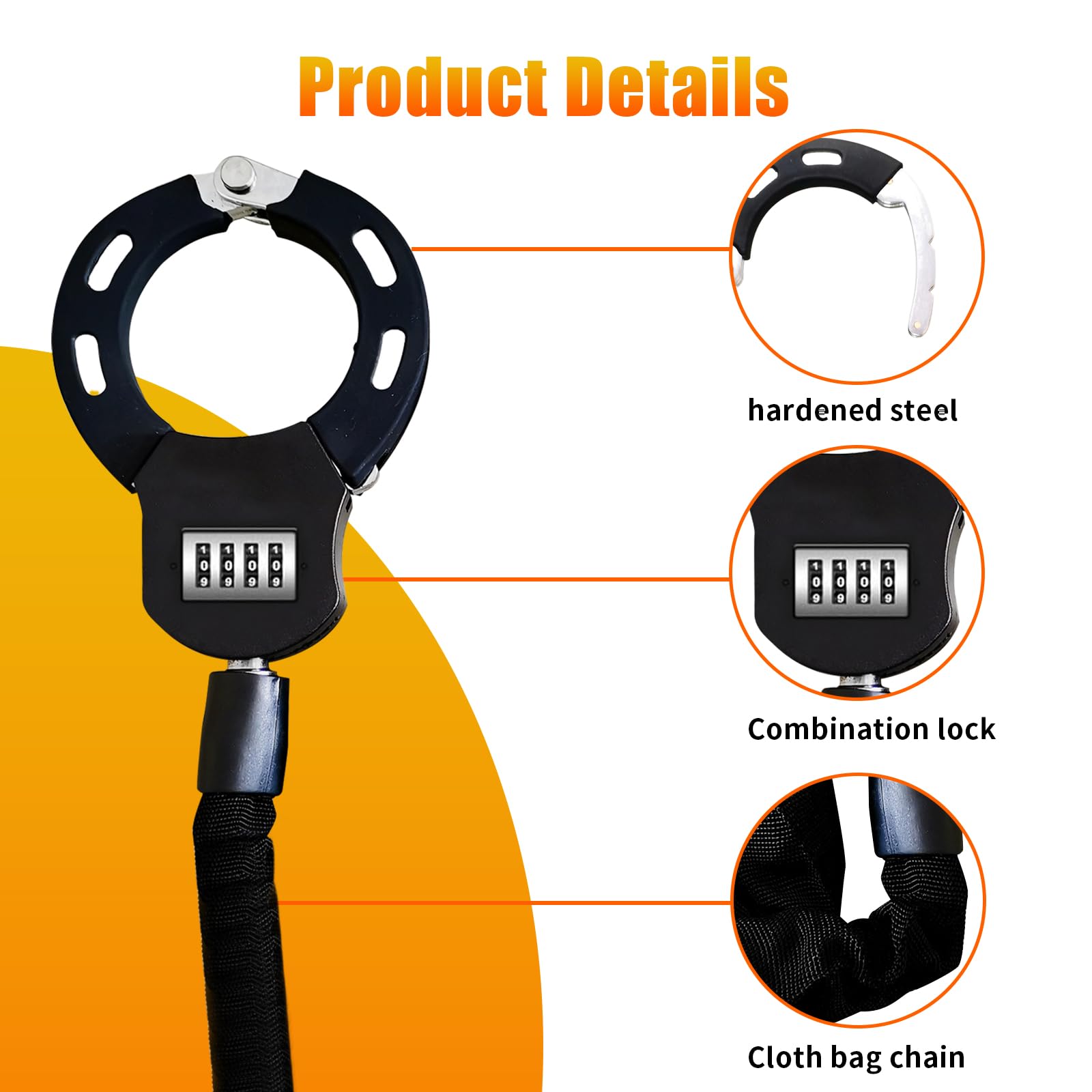 Antivol pour scooter électrique, vélo pliable de 91 cm, haute sécurité, antivol pour trottinette électrique, VTT, vélo de route (B)
